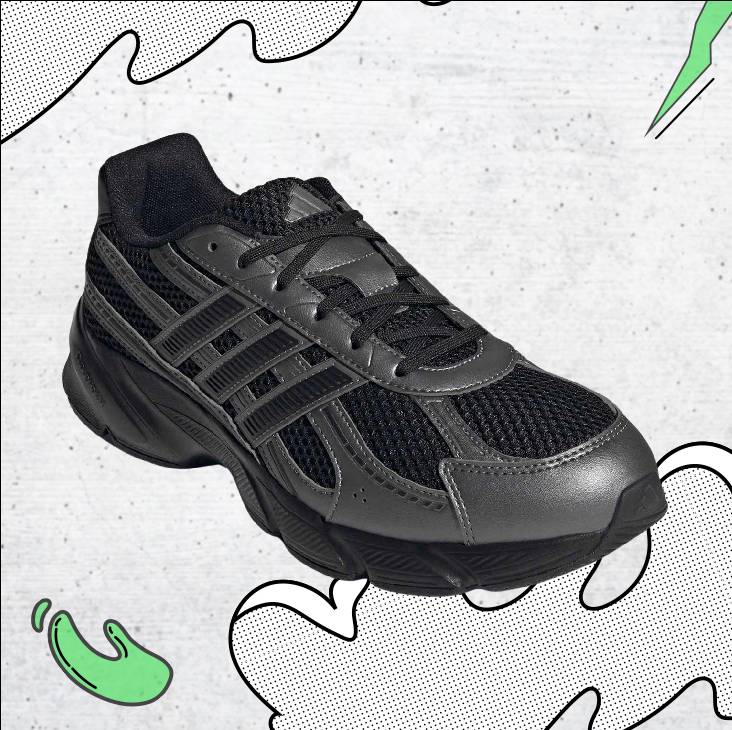 Черни маратонки adidas Technochaos 2000 с графитени металик елементи и дишаща мрежа