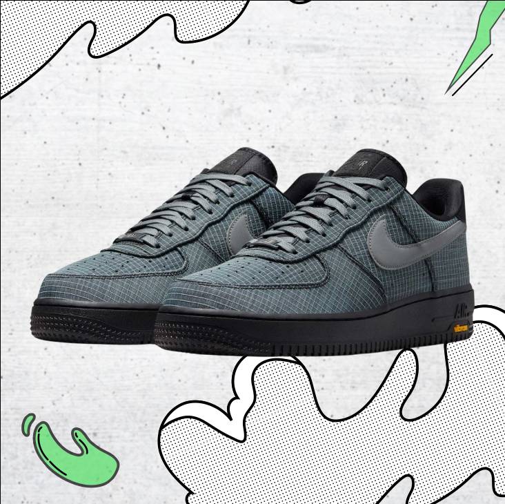 Маратонки Nike Air Force 1 Vibram в сив цвят с мрежеста ripstop текстилна горна част и черна подметка